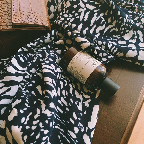 

skirts chiffon hit color oil painting retro female spring and summer floral long skirt 3n31, Black