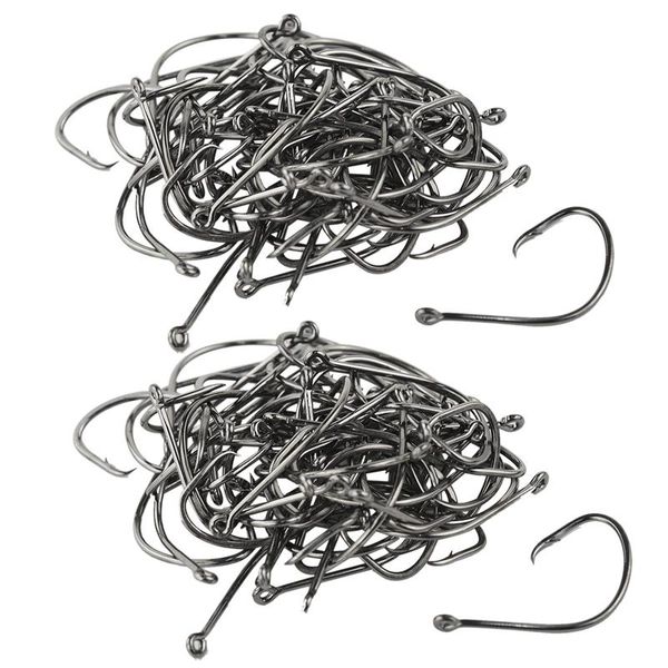 

fishing hooks 100 pcs chemically sharpened ocs circle tackle black, 50 no.4/0 & no.3/0