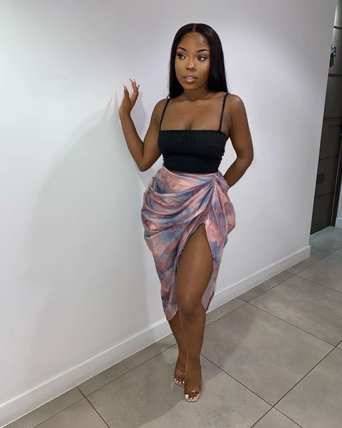 

printed women skirt high-waisted irregular clubwear date out party at night thin occasion female jupes skirts fnia, Black