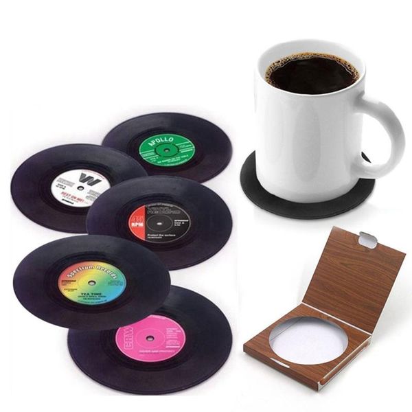

mats & pads record table drink placemats creative coffee mug cup coasters heat-resistant nonslip