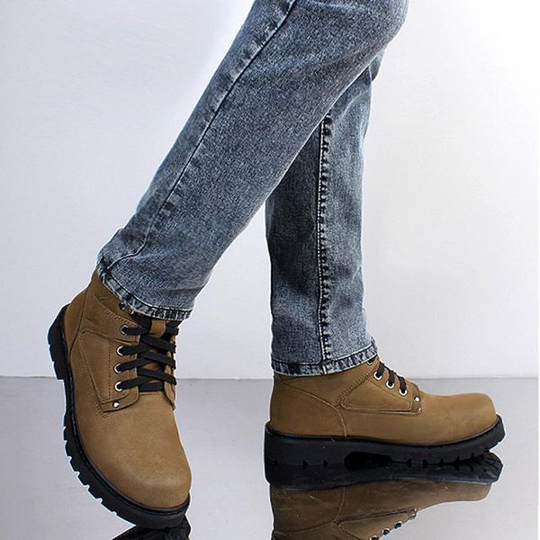 

boots full grain leather men plus size fashion style winter handmade shoes outdoor snow, Black
