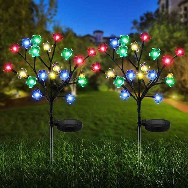 

huaxi's new solar lawn with cherry blossom lights, fireworks and outdoor waterproof decorative lights