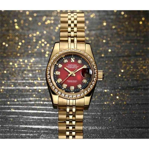 

28 mm sangdo automatic self-wind movement luxury watches plating 18ky mechanical 012 s, Slivery;brown