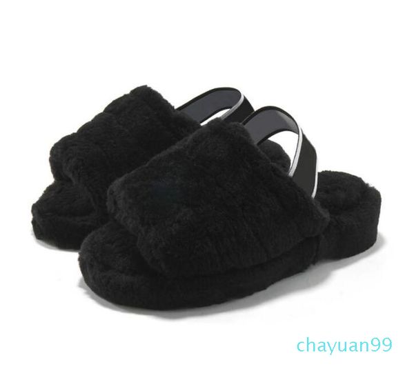 

2021 furry slippers australia infants fluff yeah slide women casual shoes womens luxury sandals fur slides slippers size 36-44, Black