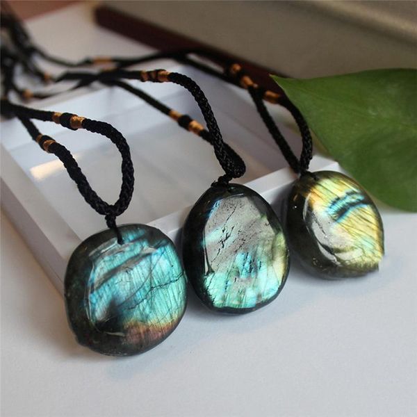 

pinksee 1 piece random irregular natural stone pendant necklace women girls elongated moonstone droplet jewelry necklaces, Silver