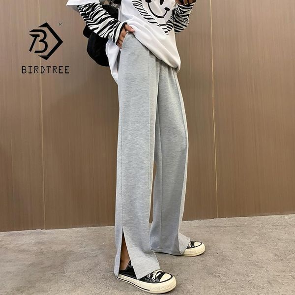 

women's pants & capris female autumn long pant women drawstring slit cotton straight sweatpants trousers high waist sweat for b14328x, Black;white