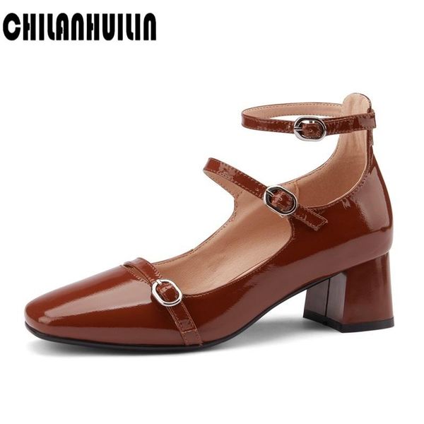 

dress shoes womens pumps gothic ankle strap high chunky heels platform punk creepers female fashion buckle comfortable leather, Black