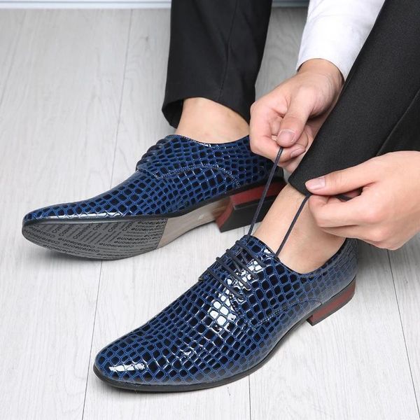 

men dress shoes 2021 autumn pu leather luxury formal wedding business men's pointed toe lace up male footwear big size 47, Black