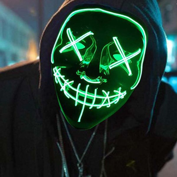 

halloween green color led mask party masque masquerade masks neon maske light glow in the dark horror mask glowing toy