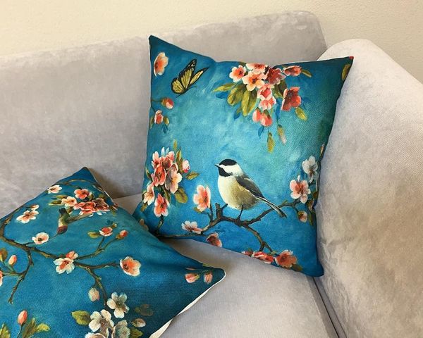 

cushion/decorative pillow cover home decor flower branch bird cotton and linen flax cushion covers body pillowcase decorative sofa throw pil