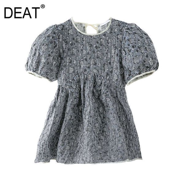 

[deat] summer fashion short sleeve round neck printing back drawstring temperament women shirt 13q068 210527, White