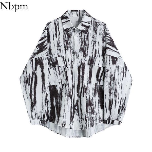 

nbpm spring women's clothing tie-dye shirt blouses korean fashion long sleeve shirts female elegant blusas mujer 210529, White