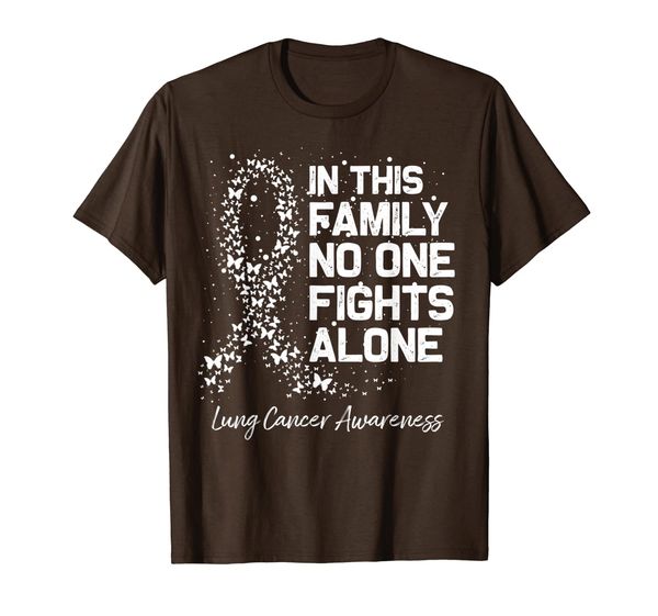 

lung cancer: in this family no one fights alone t-shirt, White;black