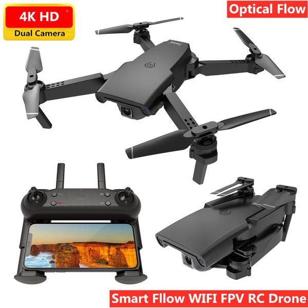 

4k hd dual camera wifi fpv rc drone optical flow positioning smart follow professional aerial pgraphy foldable rc quadcopter
