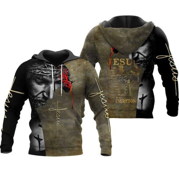 

men's hoodies & sweatshirts jesus 3d all over printing clothing fashion casual sweatshirt for man and women, Black