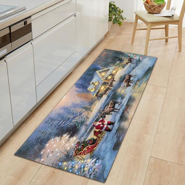

carpets merry christmas kitchen entrance doormat decoration bedroom carpet home hallway bath anti-slip mat living room bedside long rug