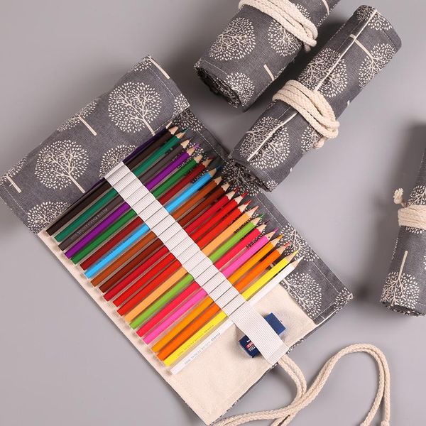 

cute tree roll pencil case 24/36/48/72 school pencilcase for boys girls large pen bag box stationery pouch supplies bags