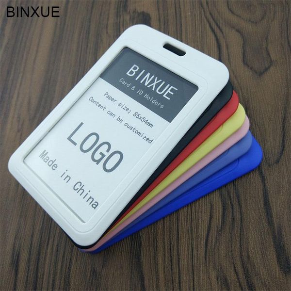 

card holders binxue package employee's access control pass check a variety of colors vertical holder id badge, Brown;gray