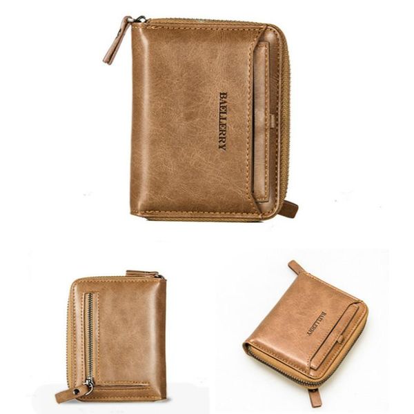 

vintage men leather wallets 2021 short pu leather wallet men's wallet vertical zipper youth coin purse small, Red;black