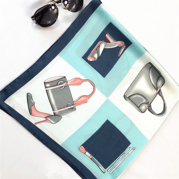 

iwny korean fashion small square small square scarfsilk scarffemale professional decorationvariety scarfleisure cravat ties sunscreen scarf, Black;gray