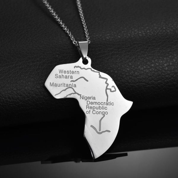 

pendant necklaces stainless steel african map hip hop necklace titanium exaggerated, Silver