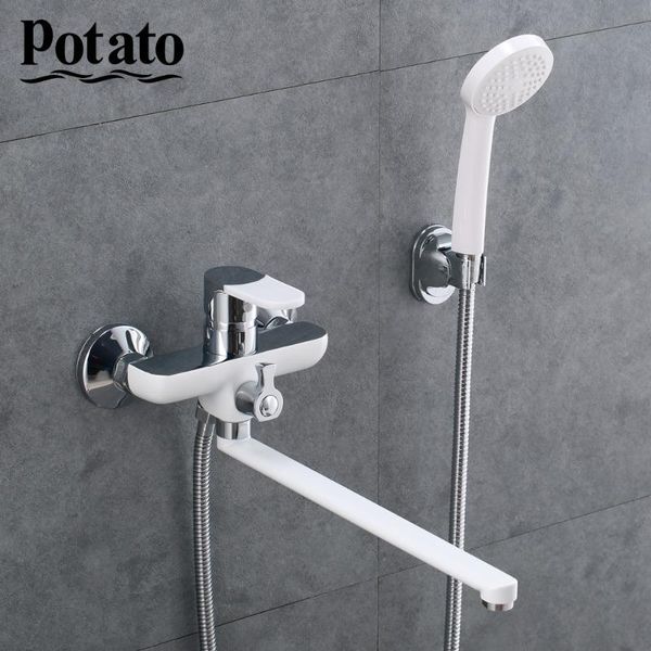 

potato chrome bathtub faucet outlet pipe bath shower faucets set zinc alloy body head bathroom tap p22223- sets