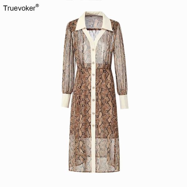 

truevoker women european runway fashion leopard print dress lady v-neck casual knee length resort festa vestidos 210602, Black;gray
