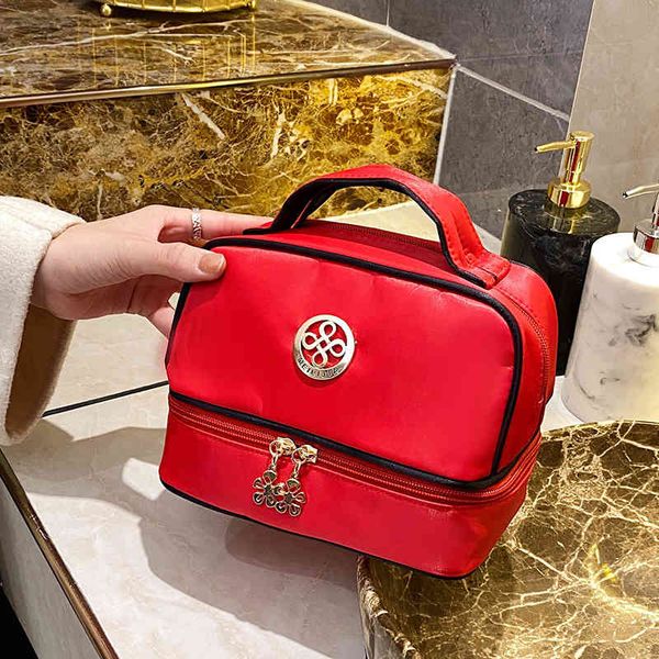 

handbags felicie purse designers luxurys korean large capacity double deck cosmetic bag portable travel storage waterproof simple wash, Black;red