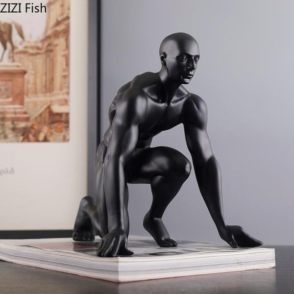 

decorative objects & figurines estatua de corredor delantero estilo nÃ³rdico, figuritas atletas resina color negro puro para decoraciÃ³n del h
