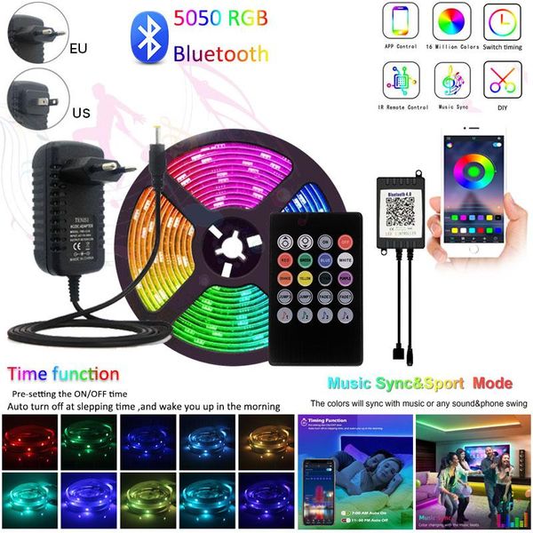 

strips 5m 10m bluetooth led strip light flexible lamp 15m 20m tape diode dc12v rgb bedroom tv background lighting