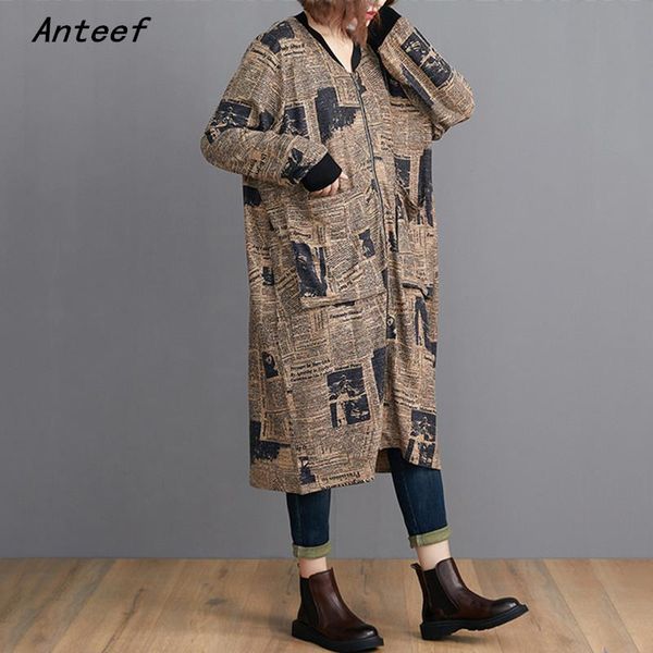 

long sleeve plus size cotton vintage print for women casual loose spring autumn midi dress elegant clothes 2021 ladies dresses, Black;gray