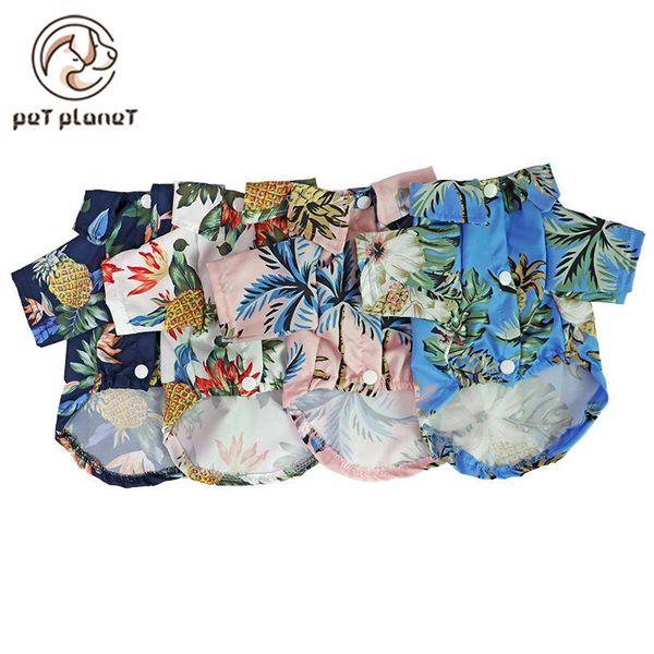 

dog apparel clothes summer beach shirt cute print hawaii casual pet travel pineapple floral short sleeve cat blouse