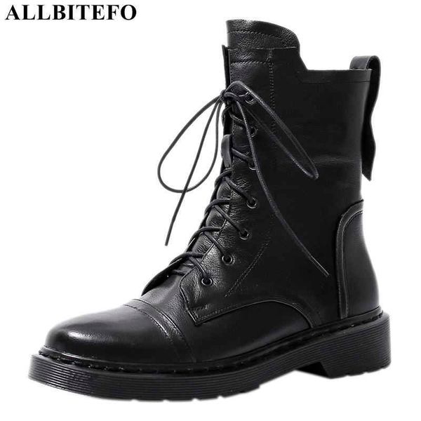 

allbitefo fashion brand genuine leatherthick heels ankle boots for women autumn party women boots women high heel shoes 210611, Black