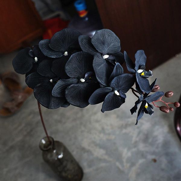 

decorative flowers & wreaths artificial flower black butterfly orchid silk phalaenopsis for wedding christmas home decoration garden potted