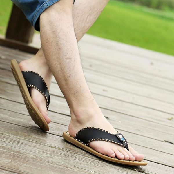 

slippers men 45 indoor flip flops man mens fashion zapatillas de estar en casa hombre summer andar por, Black