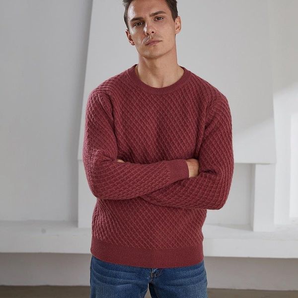 

men's sweaters autumn and winter 2021 cashmere sweater round neck thickened slim fit pullover bottomed, White;black