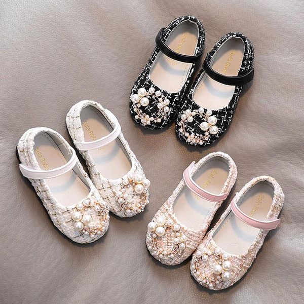 

winter autumn girls shoes plush mary jane pearls princess plaid costume tweed warm kids flats wool baby fairy l flat, Black;grey