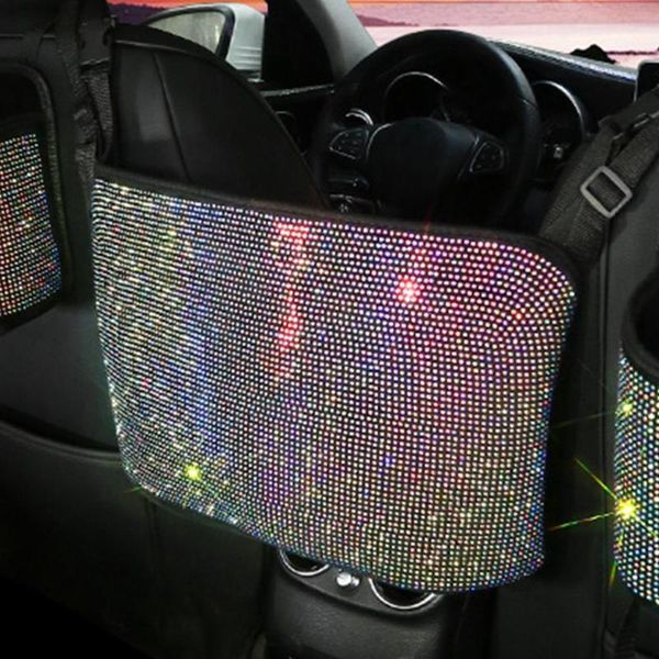 

car organizer seat back luxurious rhinestone flannel backseat holding container for handbag h
