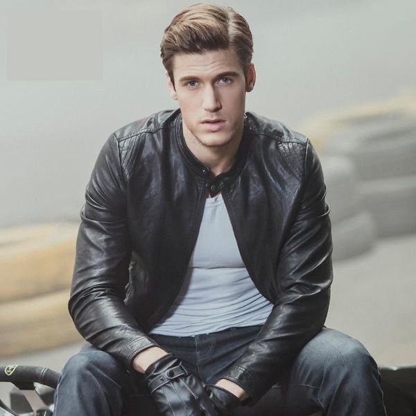 

men's fur & faux 2021 motorcycle jacket trend autumn and winter plus velvet thick pu leather slim, Black