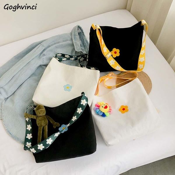 

evening bags flower fresh women shoulder students school large capacity canvas bag girl simple cross body satchel casual all-match cute
