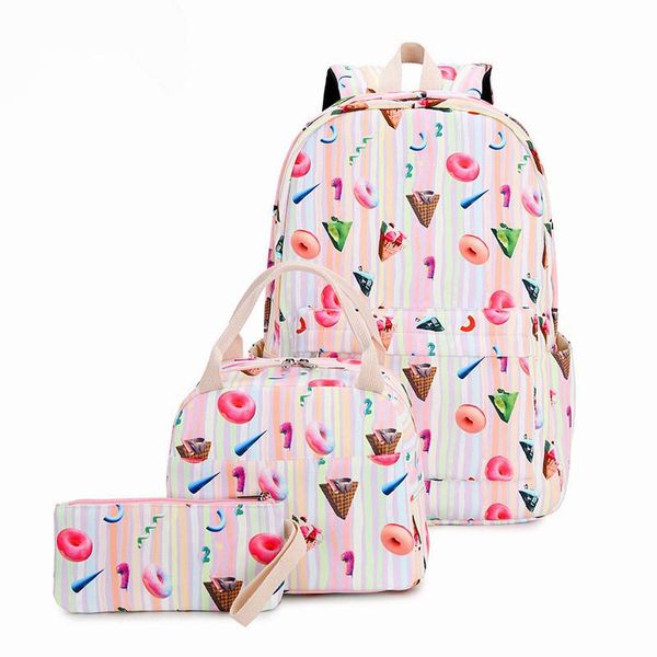 

backpack 3pcs donuts rainbow sweet bag school students boys girls travel mochila rucksack