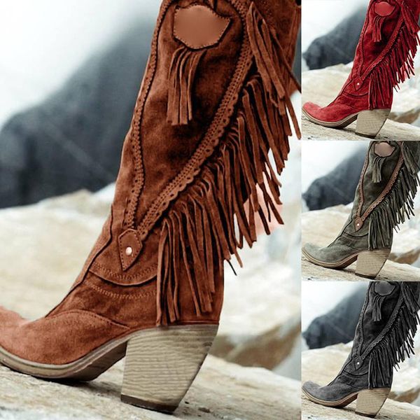 

boots women mid-calf heels ladies chaussure gladiator vintage plus size winter autumn wedge shoes woman zapatos mujer sapatoh323, Black