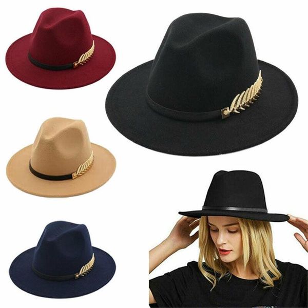 

wide brim hats women autumn winter soft jazz cap felt trilby hat sun, Blue;gray