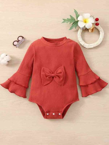

baby layered flounce sleeve bow front bodysuit she, Blue