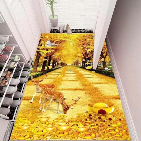 

carpets sika deer 3d pattern golden carpet door mat home bedroom entrance living room front decorative decorativ