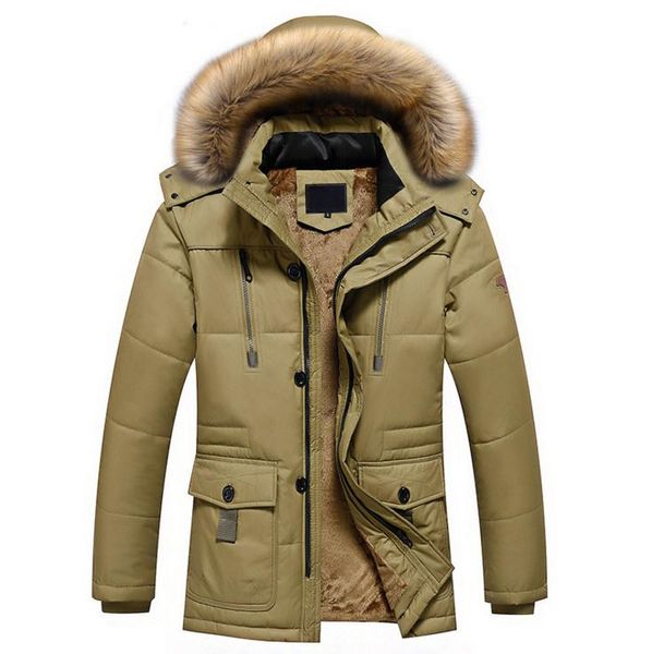 

men's down & parkas 2021 winter jackets men casual thicken warm coats fashion fur collar hooded waterproof windproof big size 5xl, Black