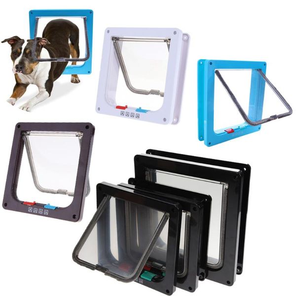 

cat carriers,crates & houses 4 size ways lockable dog kitten door security flap abs plastic animal small pet gate supplies