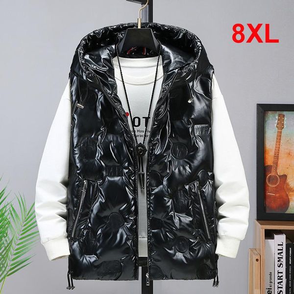 

men's vests 2021 autumn winter thick vest men casual fashion sleeveless jacket coat male rainproof waistcoat plus size 7xl 8xl, Black;white