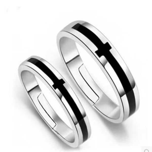 

wedding rings 2021 trend charm punk cross fashion 925 silvery gothic enamel couple jewelry for men women engagement gifts, Slivery;golden