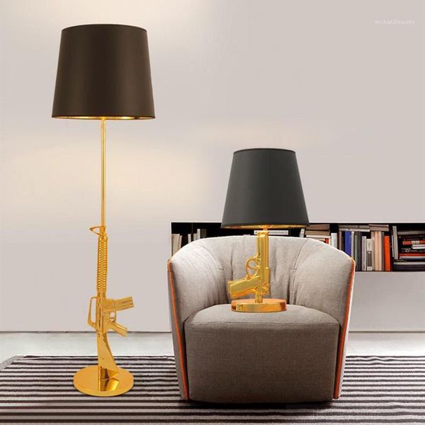 Modern Vintage Gun Table Lamp Electroplated Design Desk Gold Silver Metal Decor For Livingroom Reading Bedroom Bedside1